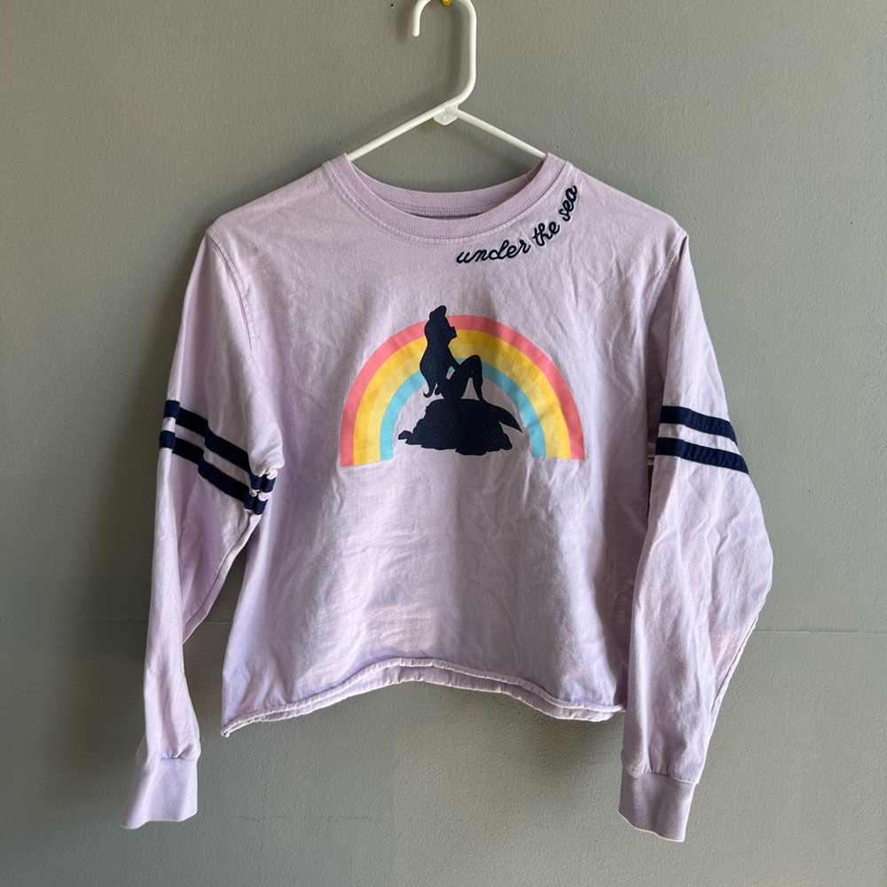 Disney The Little Mermaid Pastel Purple Long Sleeve Tee with Rainbow Design